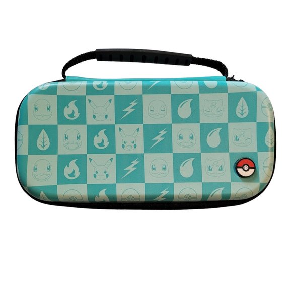 Nintendo Switch Lite Turquoise Checkered Pokemon Protection Case Kit - Picture 1 of 5